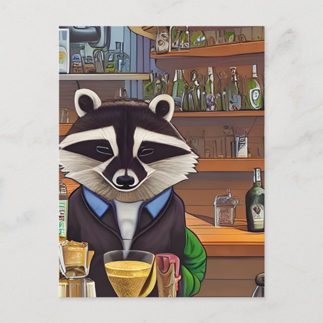 Postal Raccoon Bartender (Anverso)