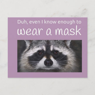 Postal Raccoon Covid pide la máscara de Funnycomb