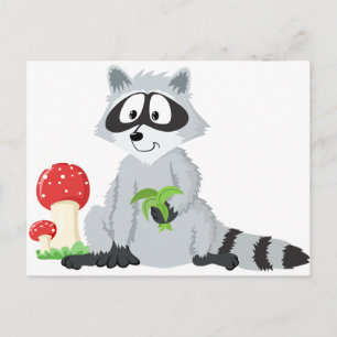 Postal Raccoon de animales de bosque