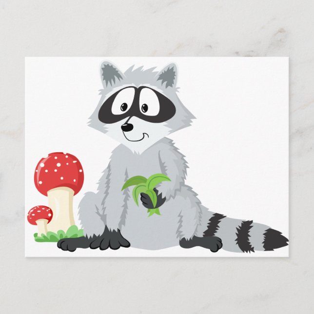 Postal Raccoon de animales de bosque (Anverso)