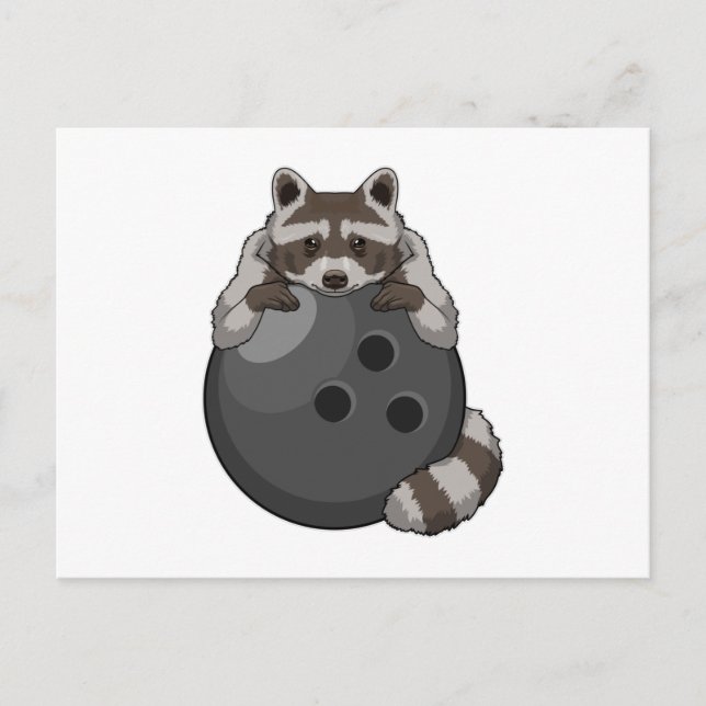 Postal Raccoon en el Bowling con bolas (Anverso)