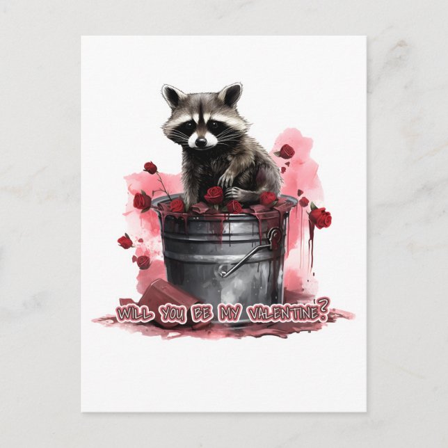 Postal Raccoon ¿Serás mi San Valentín? (Anverso)