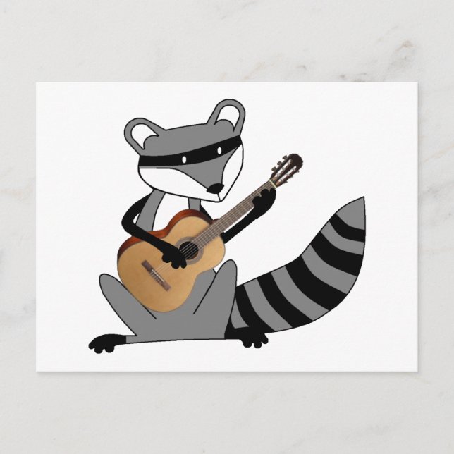 Postal Raccoon tocando la guitarra (Anverso)