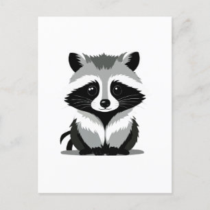 Postal Raccoon Vector Arte Gráfico Retrato Espíritu Anima