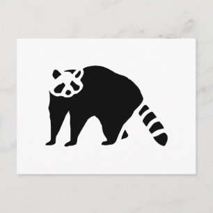 Postal Raccoon Vintage Wood Engraving