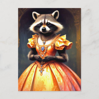 Postal Raccoon Wearing Evening Gown