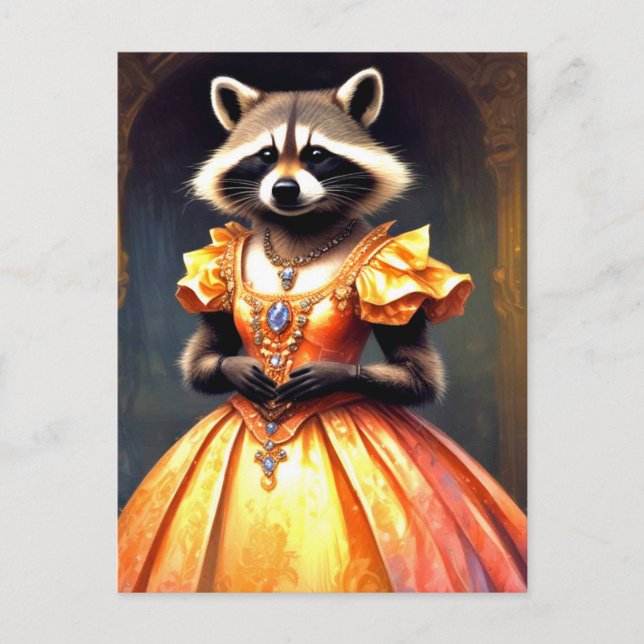 Postal Raccoon Wearing Evening Gown (Anverso)
