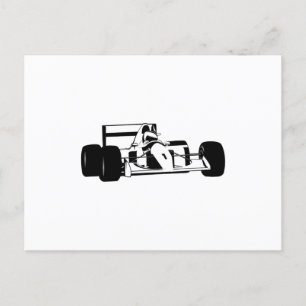Postal Race Car Silhouette blanco y negro