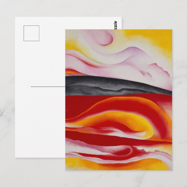 Postal Racha roja, amarilla y negra | Georgia O'Keeffe | (Anverso / Reverso)