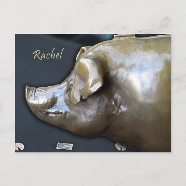 Postal RACHEL LA PIGGY BANK Postcard (Anverso)