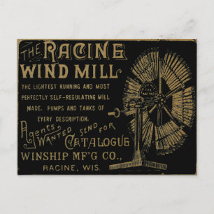 Postal Racine Wind Mill Racine Wisconsin 1889