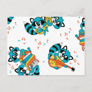 Postal Racoches azules musicales