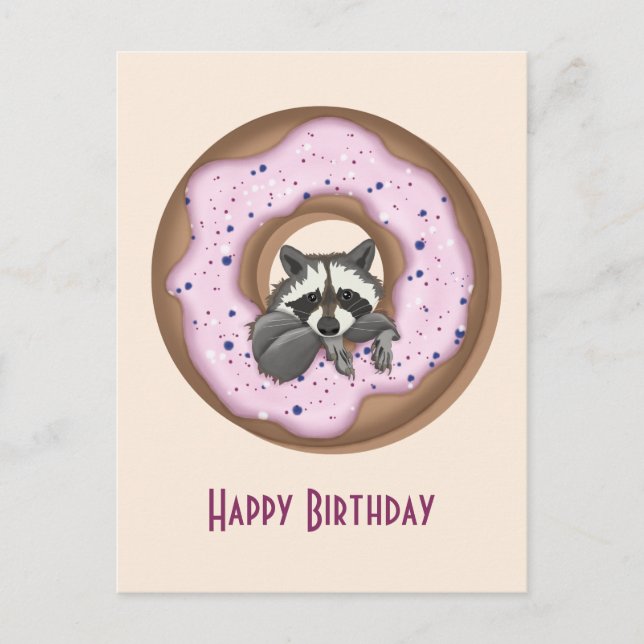Postal Racón lindo con dulce donut felíz cumpleaños rosad (Anverso)