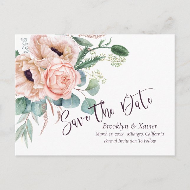 Postal Radiancia de amapola Guardar la fecha (Anverso)