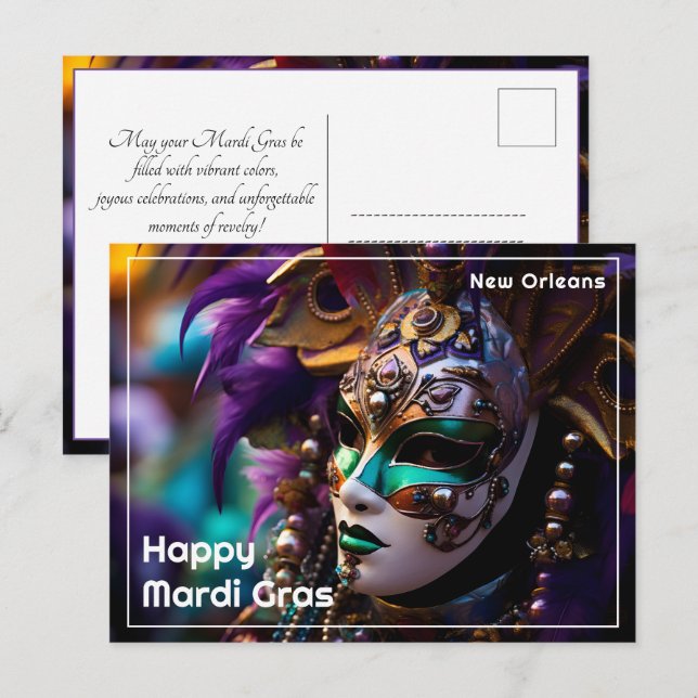 Postal 💚 💜 💛 Radio Regal: Majestad del Mardi Gras (Anverso / Reverso)