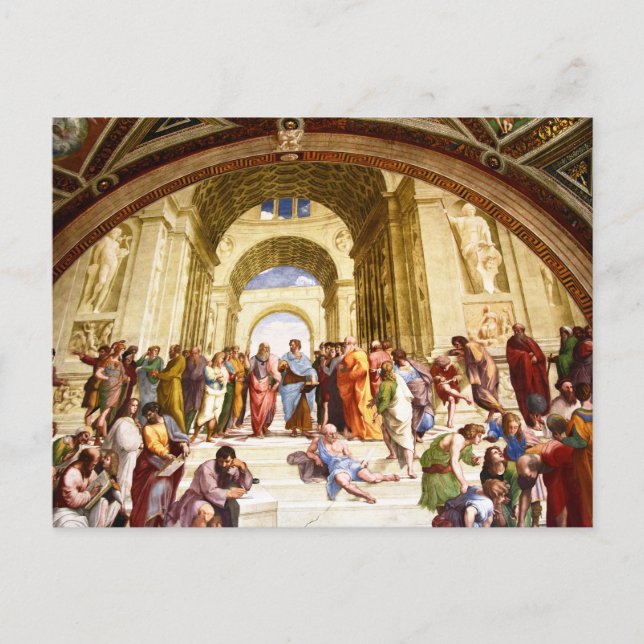 Postal Rafael, La Escuela de Atenas (1509) (Anverso)