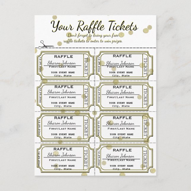 Postal Raffle Tickets Golden Confetti (Anverso)