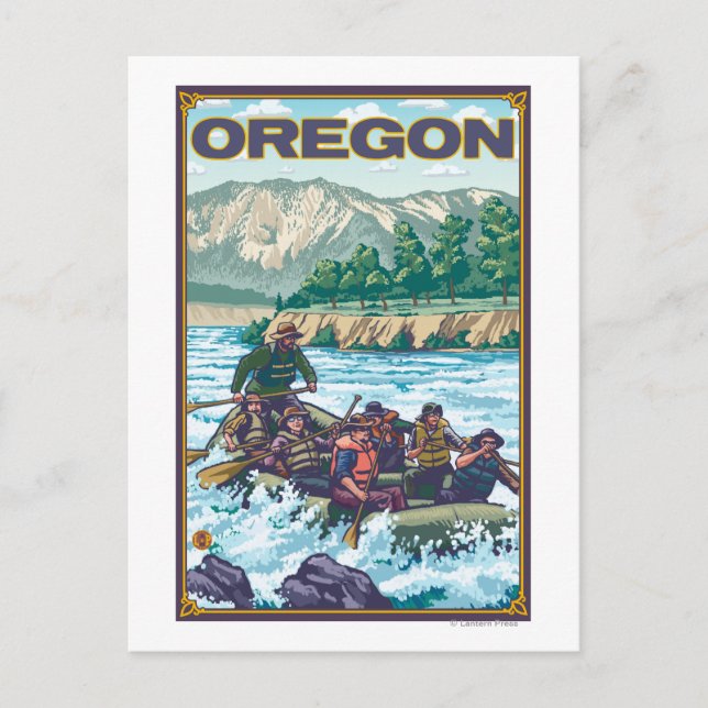 Postal Rafting de agua blanca - Poster de viajes de época (Anverso)