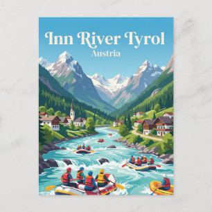 Postal Rafting en aguas bravas en el río Inn Tirol Austri