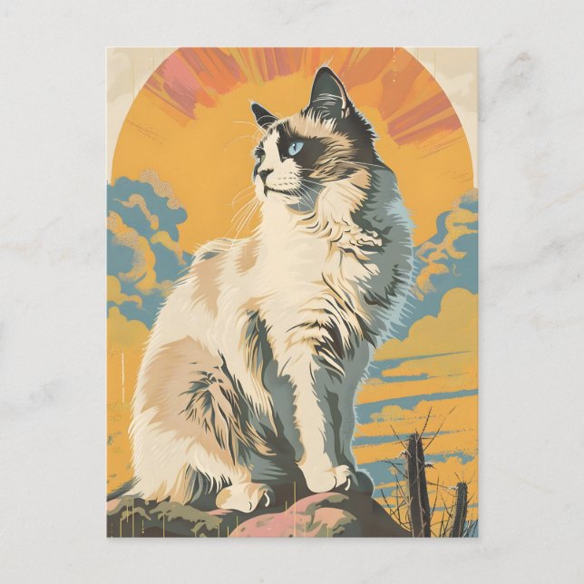 Postal Ragdoll Cat Vintage Art (Anverso)