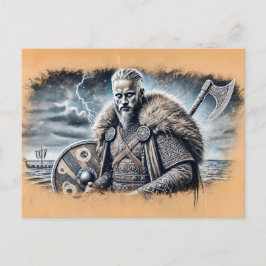 Postal Ragnar Lodbrok en el dibujo de paquetería pastoral