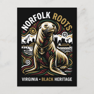 Postal Raíces de Norfolk Foca León Marítimo Afroamericano