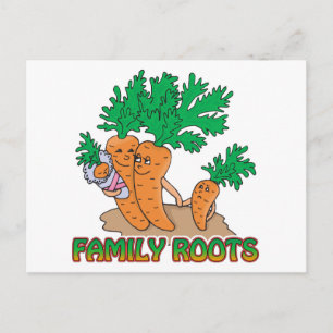 Postal raíces familiares zanahoria linda familia caricatu