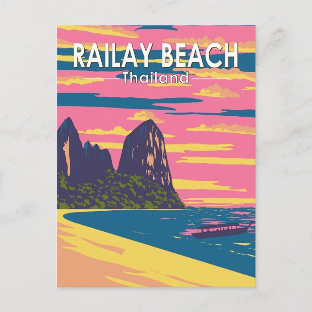 Postal Railay Beach Thailand Travel Art Vintage (Anverso)