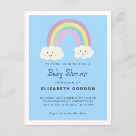 Postal Rainbow Baby Shower Boy Blue Cute Kawaii Moderno