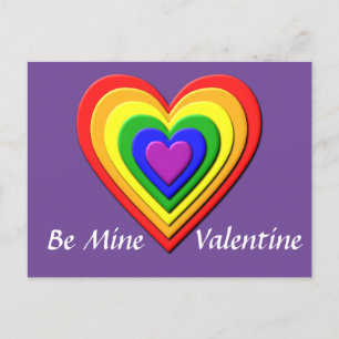 Postal Rainbow Heart Valentine Postcard