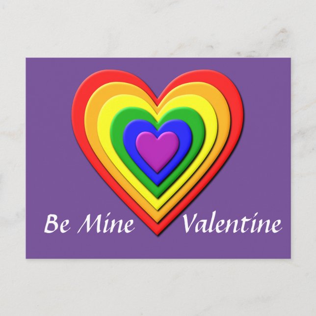 Postal Rainbow Heart Valentine Postcard (Anverso)