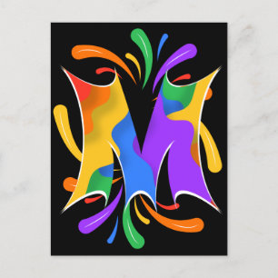 Postal Rainbow Letter M Monogram Abstract