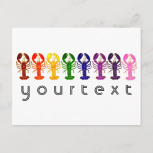 Postal Rainbow Lobsters Your Text