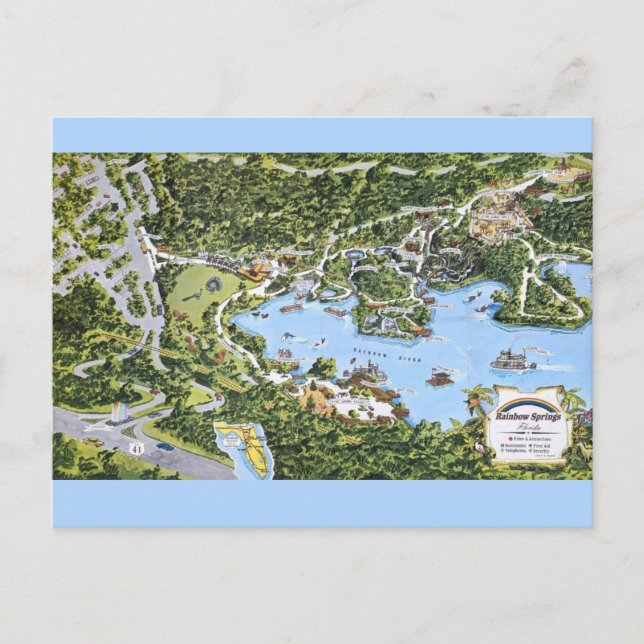 Postal Rainbow Springs Florida Antiguo  (Anverso)