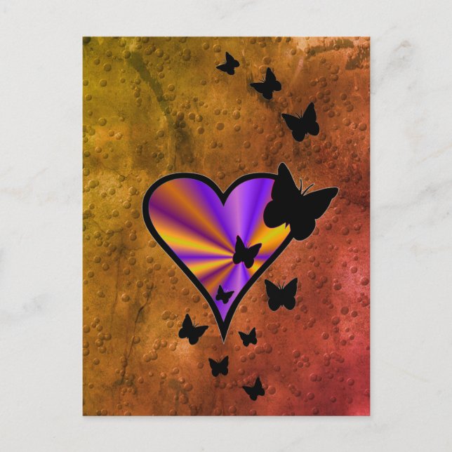 Postal Rainbowheart and Butfly (Anverso)