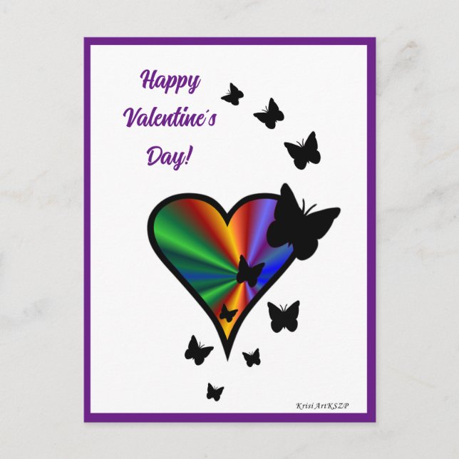 Postal Rainbowheart and Butfly (Anverso)