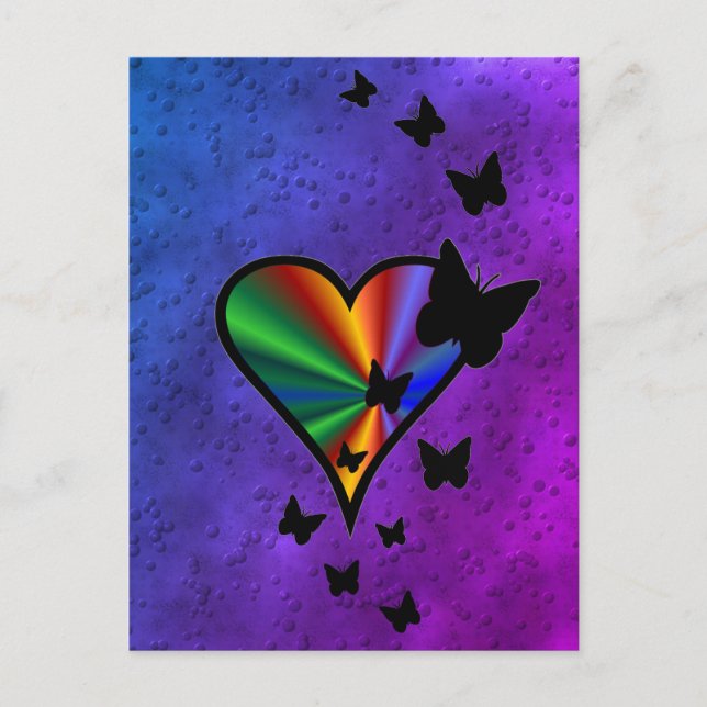 Postal Rainbowheart and Butfly (Anverso)