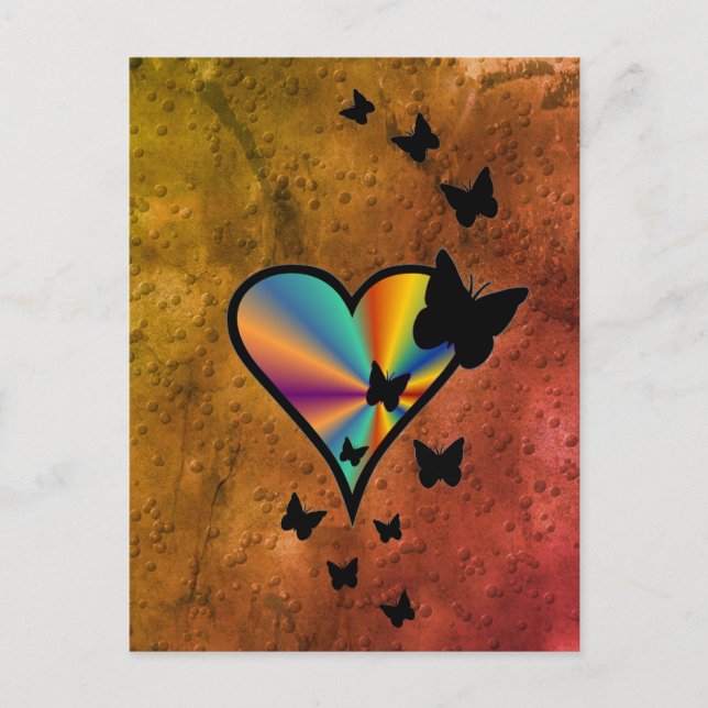 Postal Rainbowheart and Butfly (Anverso)