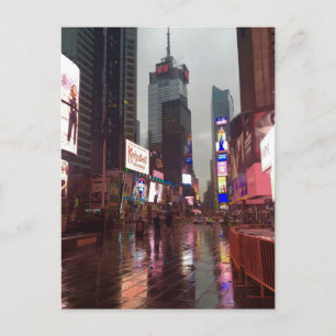 Postal Rainy Day New York City Times Square NYC Postcard