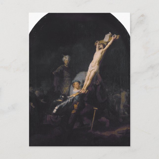 Postal Raising of the Cross, Passion Series de Rembrandt  (Anverso)