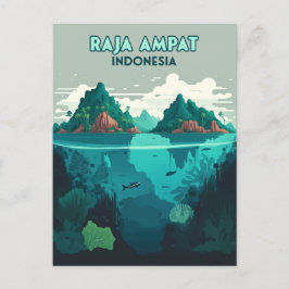 Postal Raja Ampat Indonesia Subacuática Scuba Retro