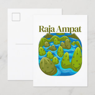 Postal Raja Ampat Papúa ilustracion de viaje de Indonesia