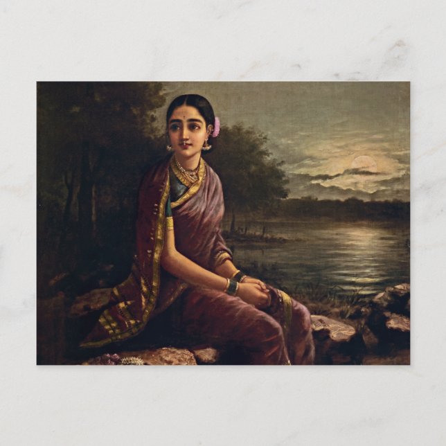 Postal Raja Ravi Varma - Radha En La Luna (Anverso)