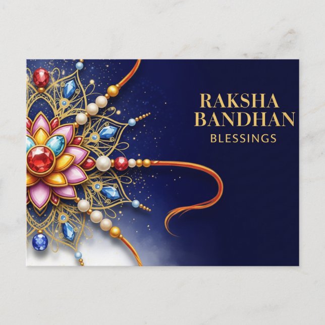Postal Rakhi feliz, Raksha Bandhan (Anverso)