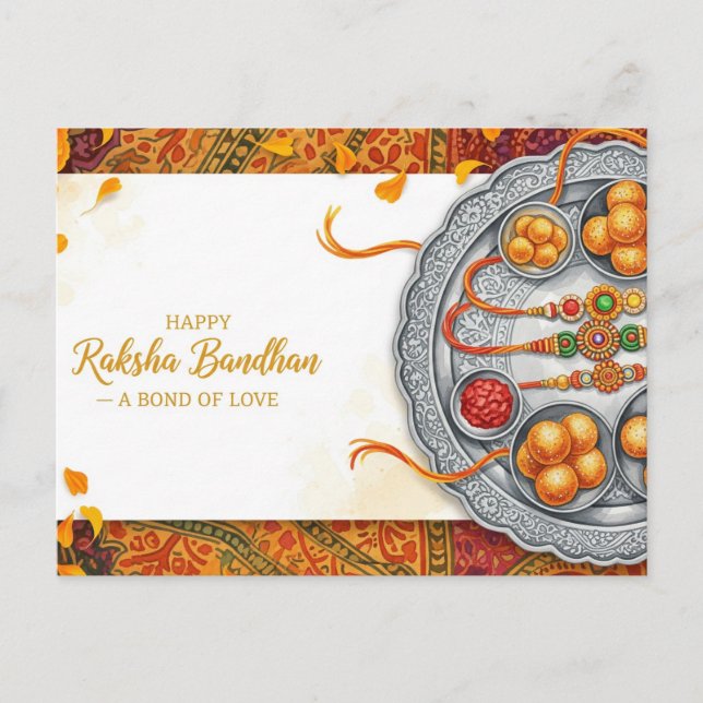 Postal Rakhi feliz, Raksha Bandhan (Anverso)