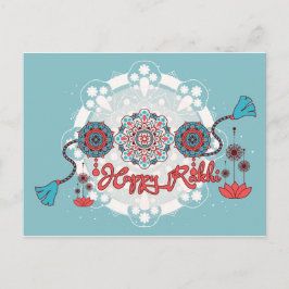 Postal Rakhi feliz, Raksha Bandhan, azul polvoriento