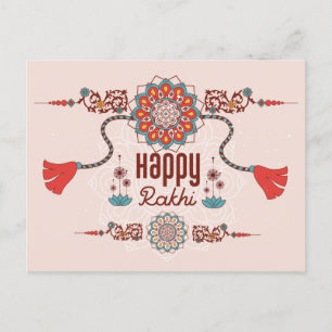 Postal Rakhi feliz, Raksha Bandhan, rosa polvoriento, roj