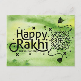 Postal Rakhi feliz, Raksha Bandhan, verde