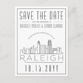 Postal Raleigh Boda | Estilizado Skyline Guardar la fecha
