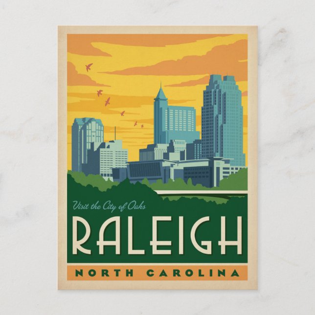 Postal Raleigh, Carolina del Norte | Ciudad de Oaks (Anverso)